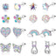 1 Set Cute Animal Heart & Butterfly Inlay Alloy Rhinestone Unicorn Cat Rainbow Shamballa Flower Earrings