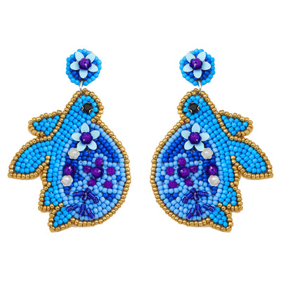 Pair of Cute Flower & Ocean-Themed Beaded Tassel Drop Earrings