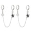 Pentagram Enamel Rhinestone Drop Earrings - Black Star Design