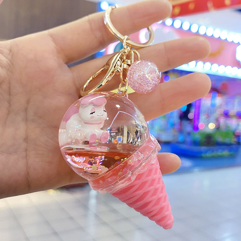 Children's Ice Cream Crystal Ball Quicksand Keychain Accessory