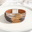 Color Block PU Leather Multi-Layer Magnetic Buckle Women's Bangle Bracelet