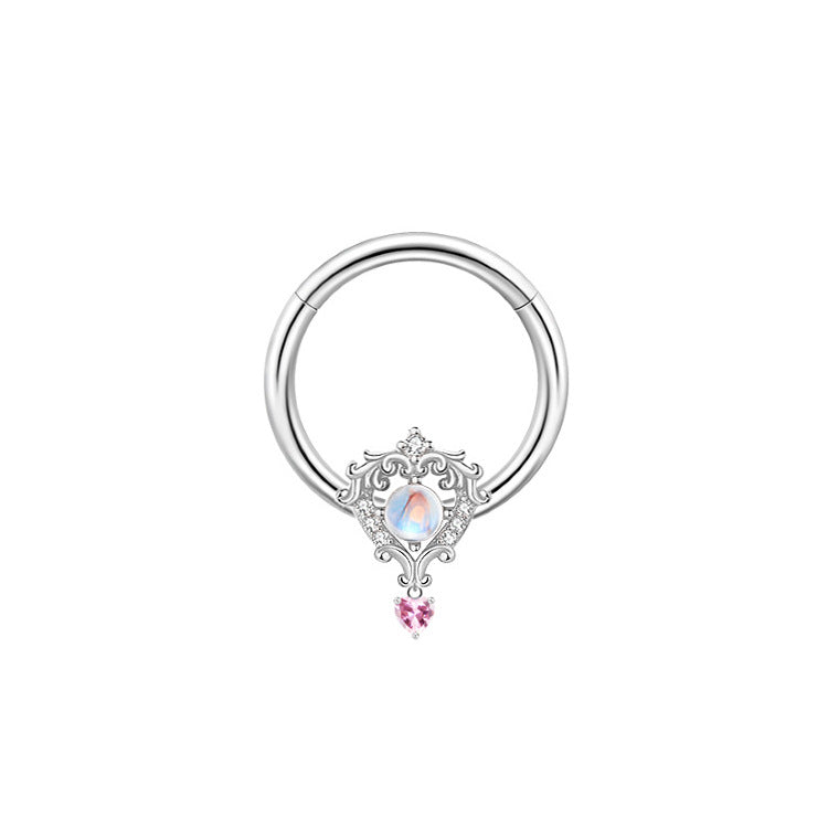 Streetwear Heart Shape Stainless Steel Plating Inlay Zircon Belly Ring