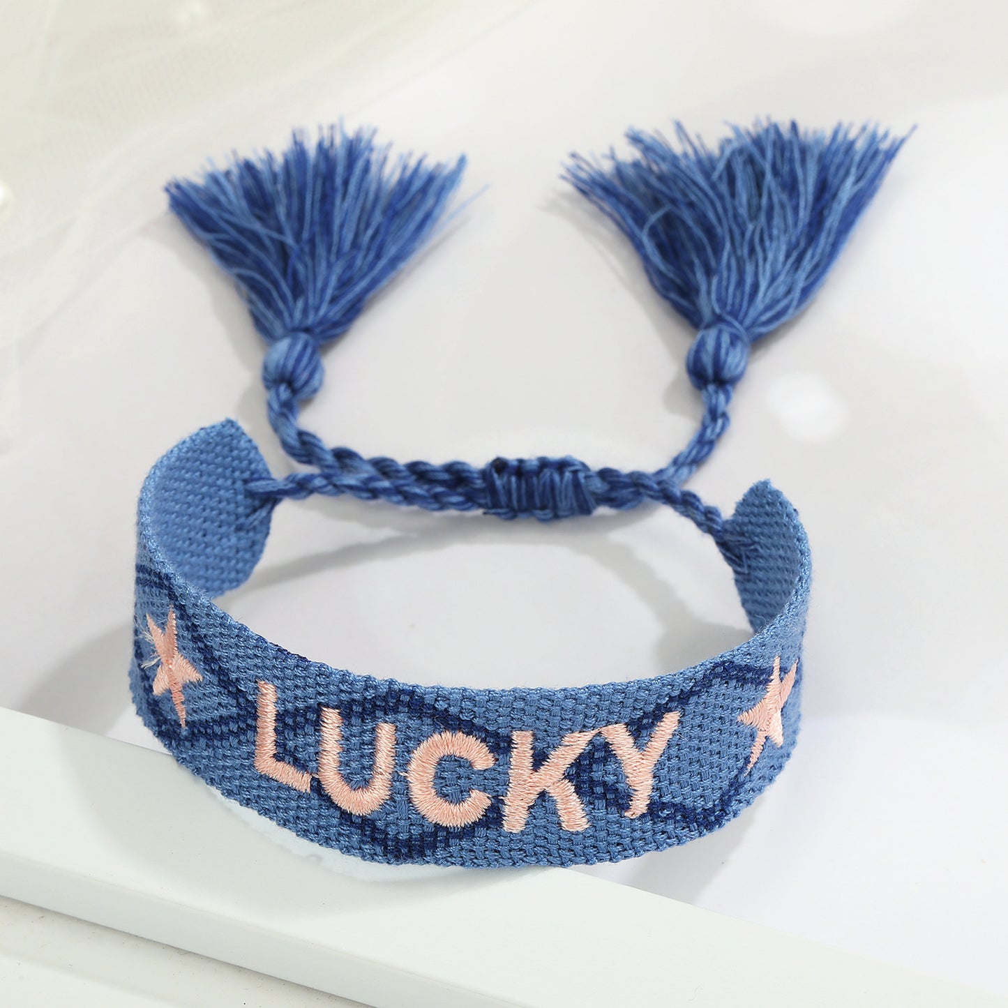 Embroidery Woven Alphabet Tassel Bracelet