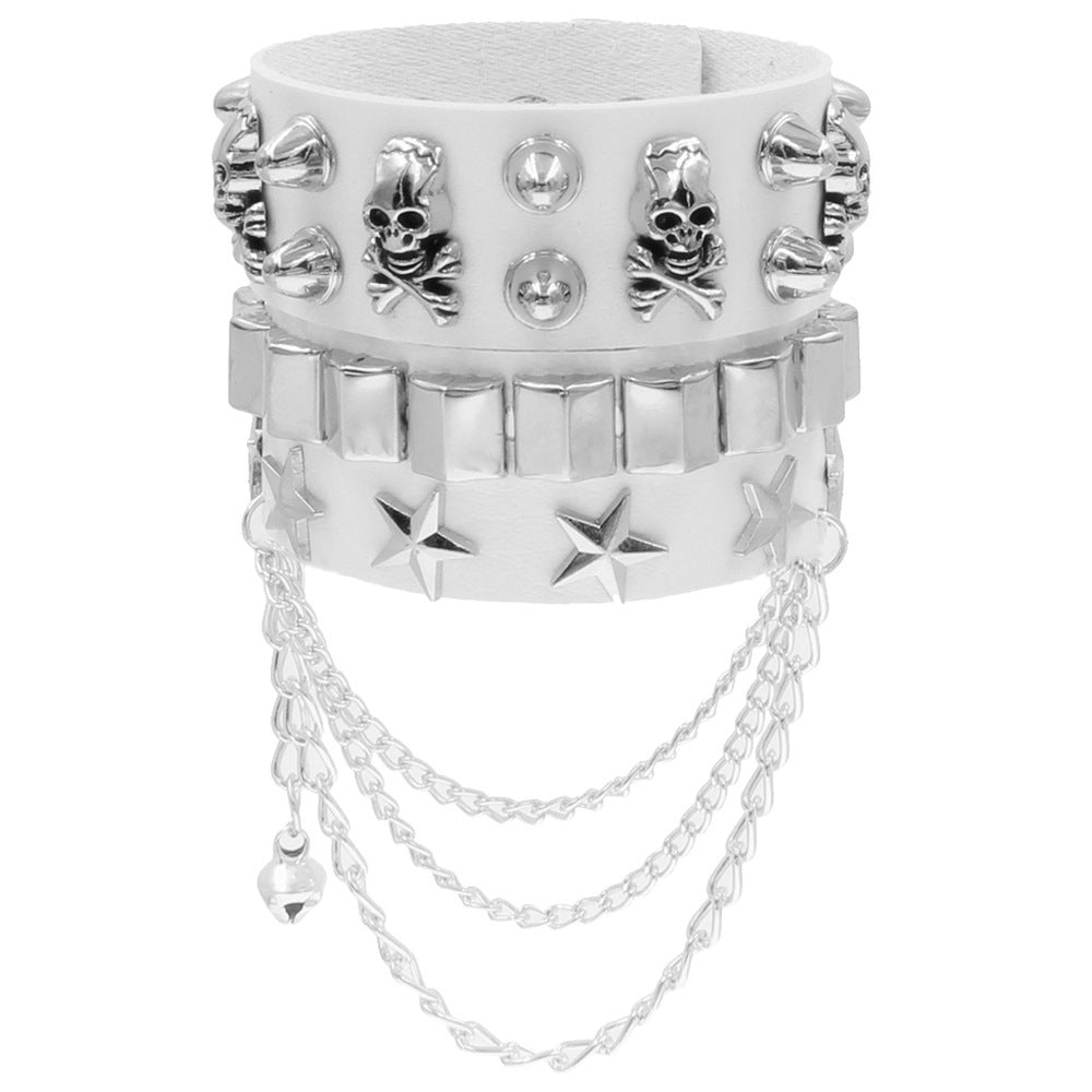 Punk Skull Multi-Layer Leather Rivet Bracelet