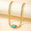 Ethnic Quadrilateral Turquoise & Emerald Gemstone Women's Choker Necklace