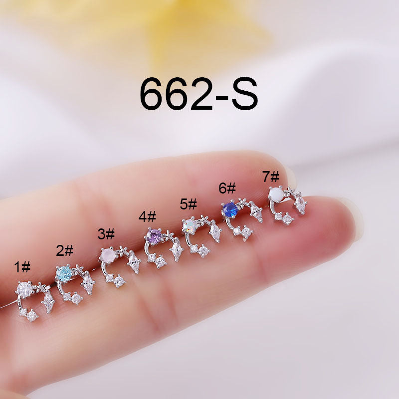 Geometric Zircon Ear Cartilage Rings & Studs in Stainless Steel and Titanium