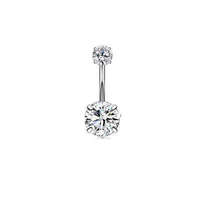 1 Piece Belly Rings Simple Style Classic Style Heart Shape 316 Stainless Steel  Inlay Zircon Belly Rings