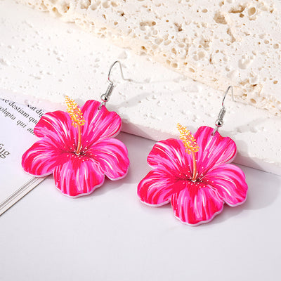 Pastoral Floral Acrylic Resin Drop Earrings - Colorful Summer Statement Jewelry