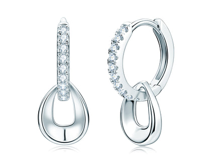 Elegant Double Hoop Moissanite Tassel Earrings 925 Sterling Silver