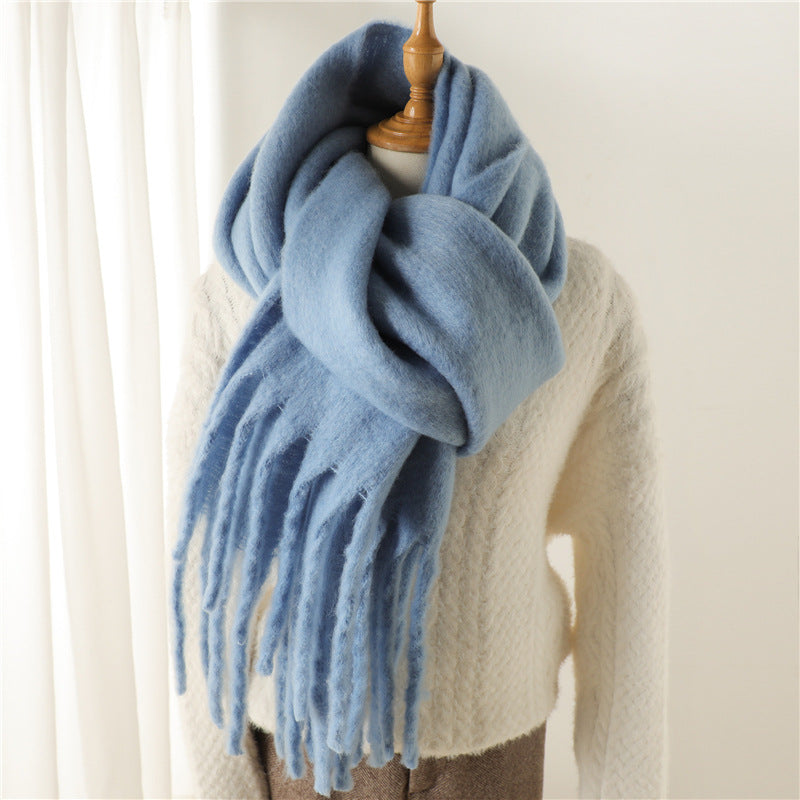 Mohair Scarf Unisex Winter Warm Long Fringe Shawl