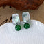 Chinoiserie Green Imitation Agate Bead Bamboo Drop Earrings