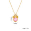 Gold Plated Heart Crown Pendant Necklace - Titanium Steel Pink Clavicle Chain