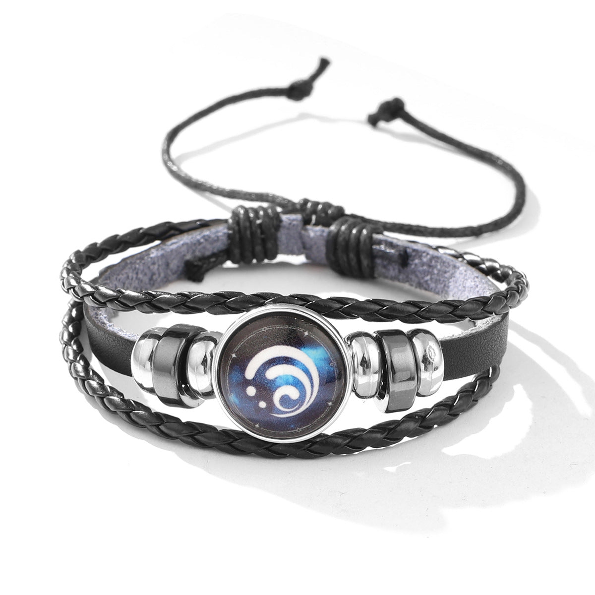 Gemstone Braided Rope Bracelet with Glass Buckle and DIY Fluorescent Elements