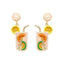 1 Pair Geometric Alloy Drop Earrings with Beaded Cocktail Glass Design