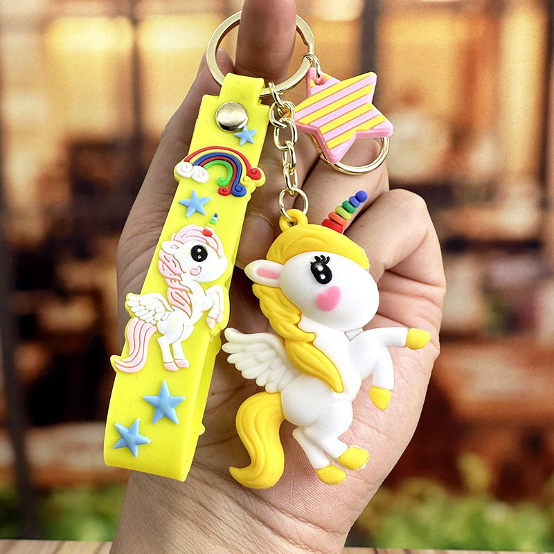 Cartoon Unicorn Rainbow PVC Keychain Pendant for Bags and Cars