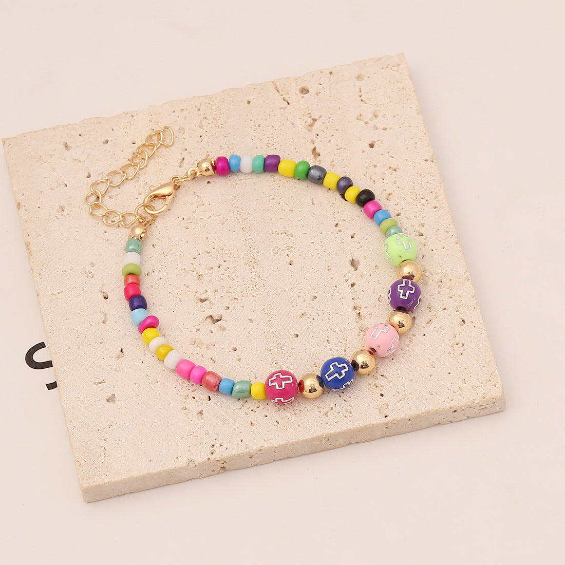 Bohemian Colorful Bead and Pearl Eye Pendant Necklace Set