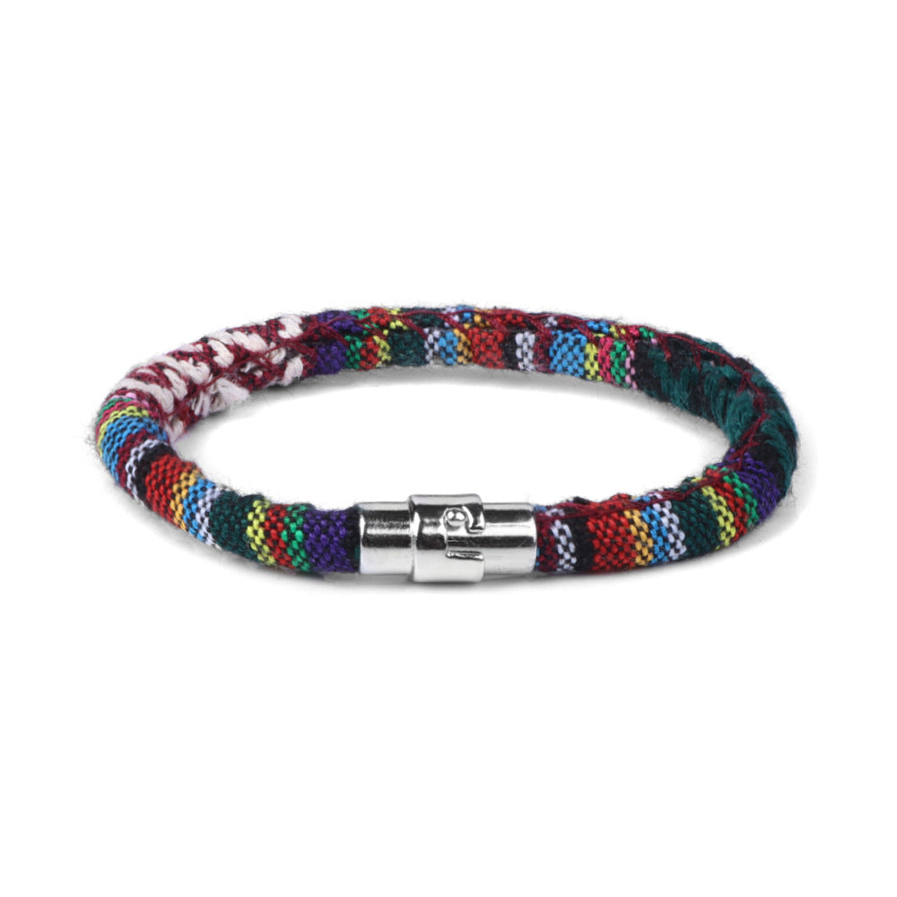 Bohemian Geometric Colorful Fabric Unisex Magnetic Bracelet