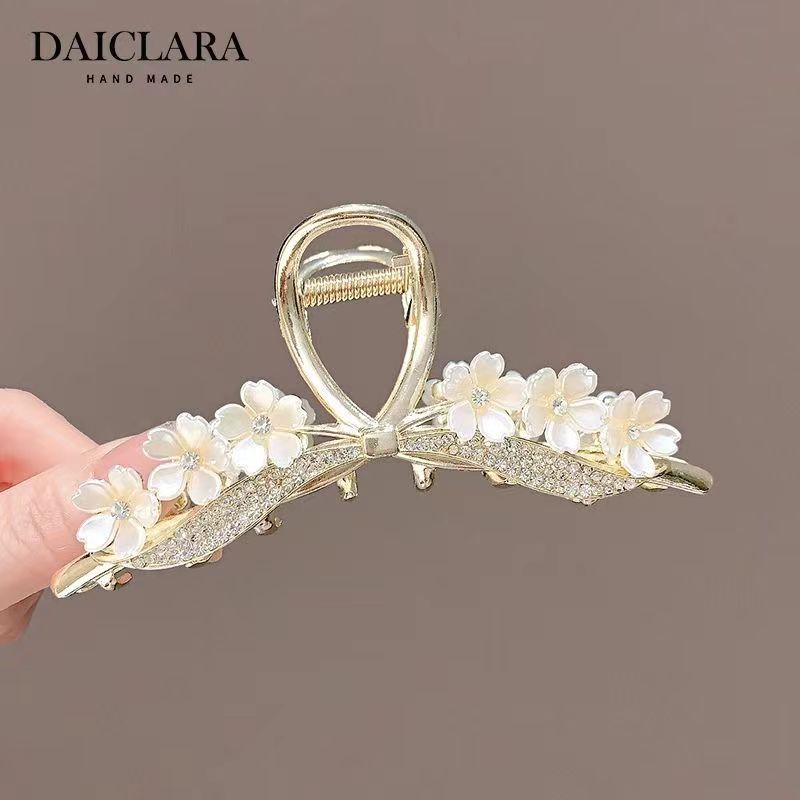 Women's Floral Rhinestone Pearl Hair Claw Clip