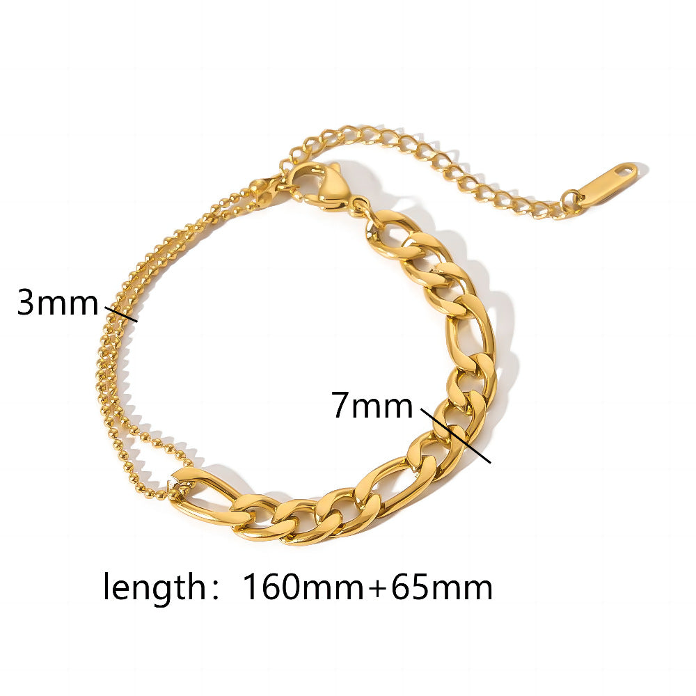 18K Gold Plated Geometric Stainless Steel Chain Bracelet for Women