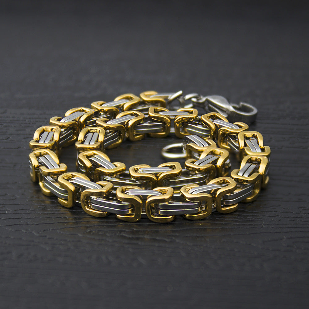 Titanium Steel Plated Unisex Emperor Chain Bracelet