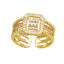 Retro Square Zircon 18K Gold Plated Adjustable Open Ring