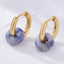 Retro Round Plating Stainless Steel Natural Stone Hoop Earrings