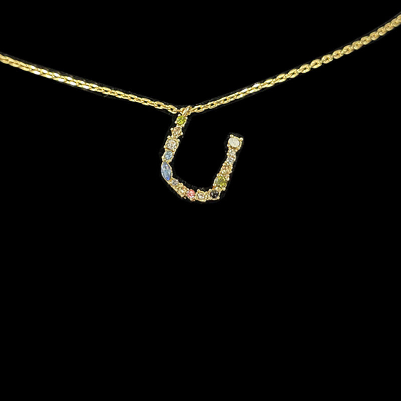 Simple Style 18k Gold Zircon Letter Pendant Necklace