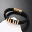 Retro Geometric Alloy Knitted Leather Men's Bracelet