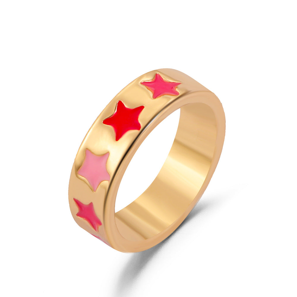 Fashion Heart Flower Smiley Face Star Alloy Ring for Women