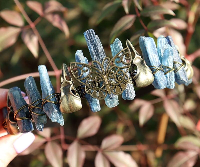 Retro Bronze Viking Raven Butterfly Crystal Hairband