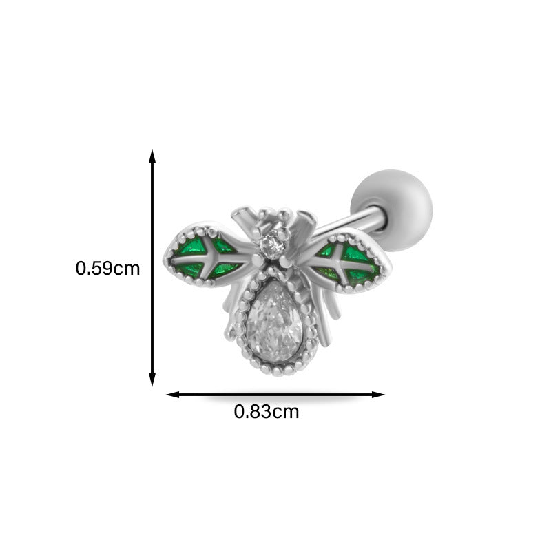 Star Heart Bow Knot Zircon Stainless Steel Cartilage Stud Earrings