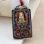 Ethnic Square Alloy Wood Pendant Necklace with Nepalese Thangka Design