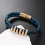 Retro Geometric Alloy Knitted Leather Men's Bracelet