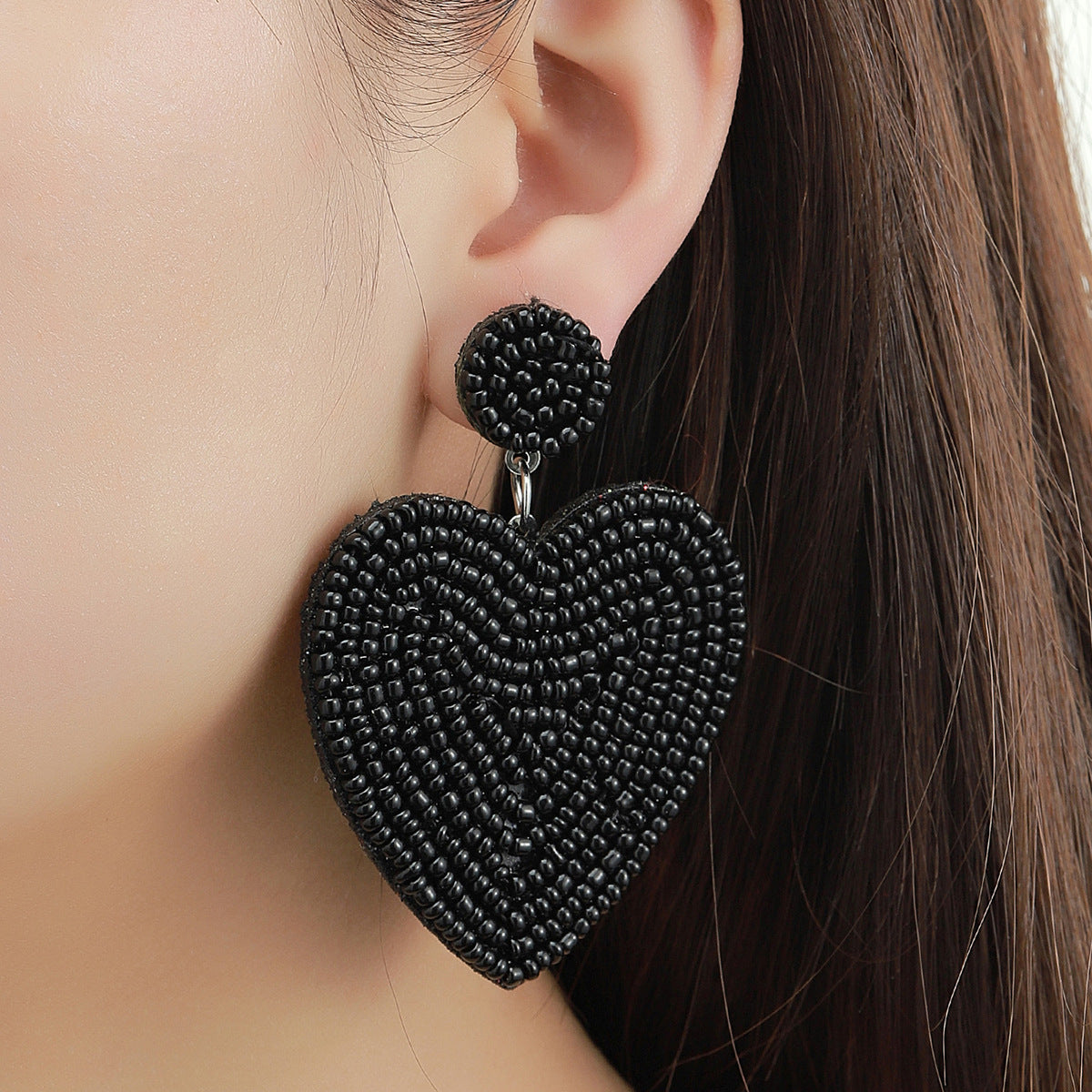 Retro Bohemian Heart Shape Beaded Drop Earrings