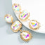 Retro Geometric Color Diamond Long Earrings