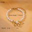 Elegant Titanium Steel Bow Knot Pearl Bracelet - 18K Gold-Plated Women's Jewelry