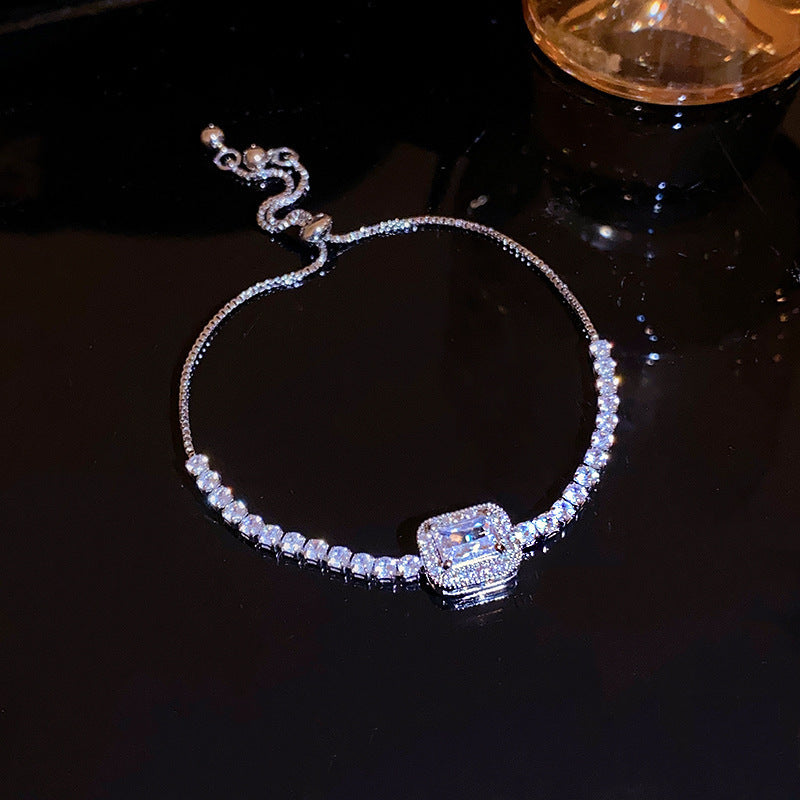 Sweet Heart & Leaf Zircon Geometric Bracelet Set for Women