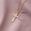 Copper Plated Zircon Cross Pendant Necklace for Men and Women