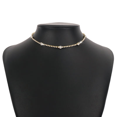 Fashion Geometric Rhinestone Inlay Choker Necklace