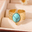 Retro Oval Gemstone Adjustable Alloy Ring for Women