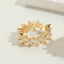 Classic Shiny Leaf Heart & Marquise Zircon 14K Gold Plated Open Ring