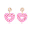 Cute Heart Shaped Enamel Pearl Drop Earrings for Women