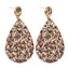 1 Pair Retro Glitter PU Leather Water Droplet Earrings