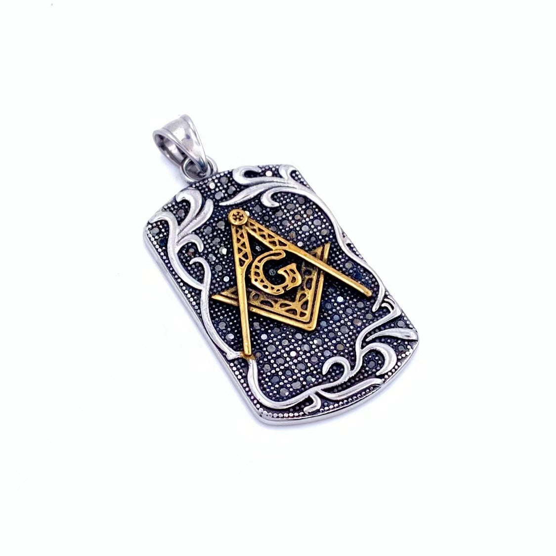 Retro Punk Geometric Masonic Symbol Stainless Steel Men's Pendant Necklace