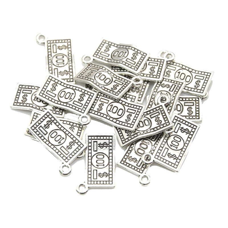 Retro Dollar Bill Alloy Charms Necklace & Bracelet Pendants Jewelry Accessories