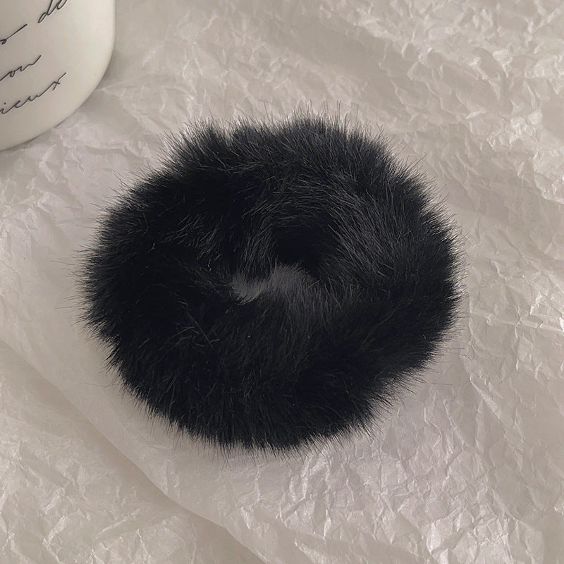 Women's Plush Fabric Hair Tie - Solid Color Ponytail Holder