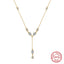 14K Gold Plated Sterling Silver Zircon Lariat Necklace