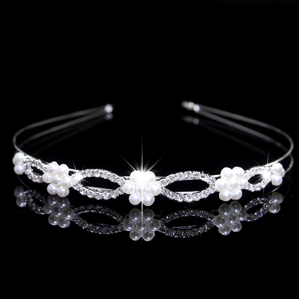 Women's Elegant Bridal Rhinestone & Pearl Crown Headband