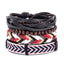 Bohemian Multicolor Beaded Leather Braided Unisex Bracelet Set