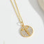 14K Gold Plated Geometric Zircon Pendant Necklace with Vintage Ethnic Charm